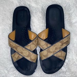 Coach Tan Signature Sandals/slides